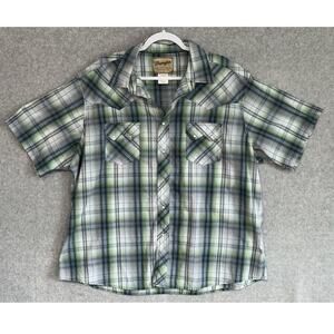 Wrangler | XXL‎ | Pearl Snap Plaid Short Sleeve Shirt cowboy rancher western